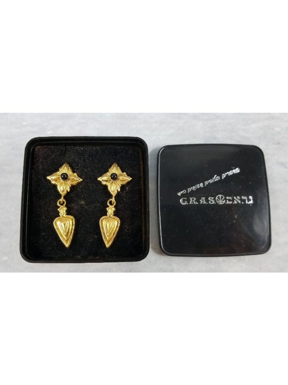 Earrings Women Girl Fashion Party Gold Plated Stylish Girlfriend Faux Onyx